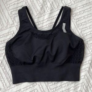 Gymshark Energy Seamless Black Sports Bra with strappy back in size Small